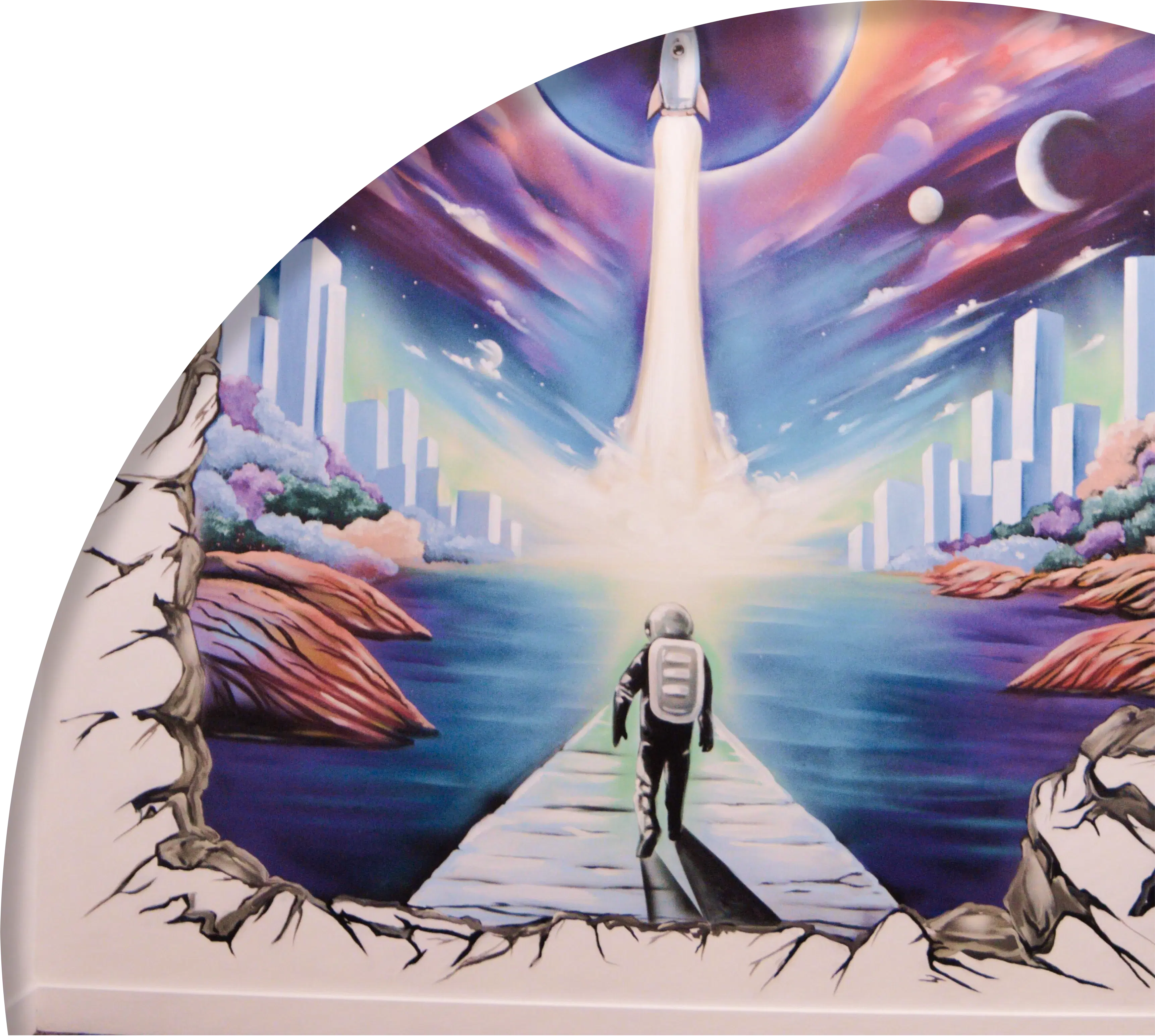 Astronaut walking to the moon